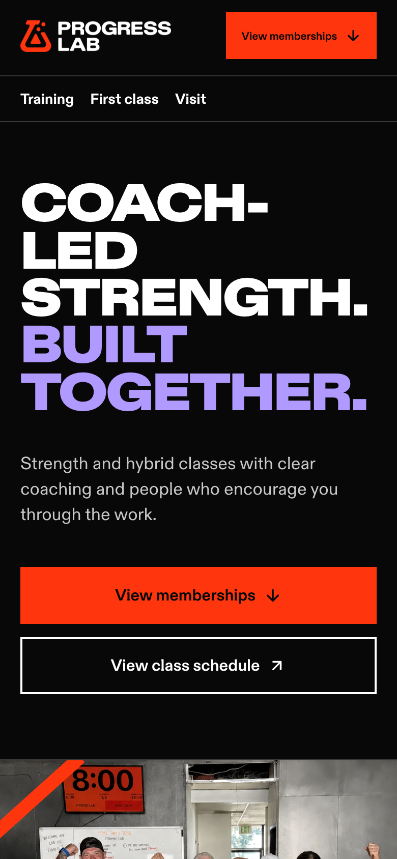 Progress Lab website layout example at mobile size